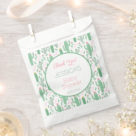 Fun Retro Cactus Succulent Floral Baby shower Bedankzakje (Geknipt)