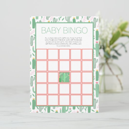 Fun Retro Cactus Succulent Floral Baby shower Kaart (Staand voorkant)