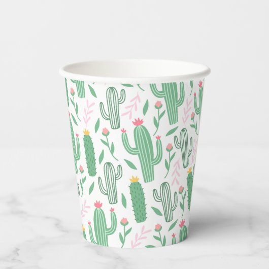 Fun Retro Cactus Succulent Floral Baby shower Papieren Bekers (Achterkant)