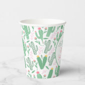 Fun Retro Cactus Succulent Floral Baby shower Papieren Bekers (Rechts)