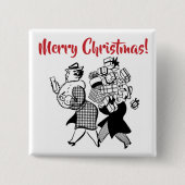 Fun Retro  Cartoon Kerstmis Button (Voorkant)