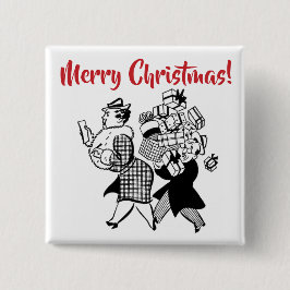 Fun Retro Cartoon Kerstmis Button