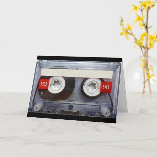 Fun Retro-Cassettebandje Kaart (Gele Bloem)