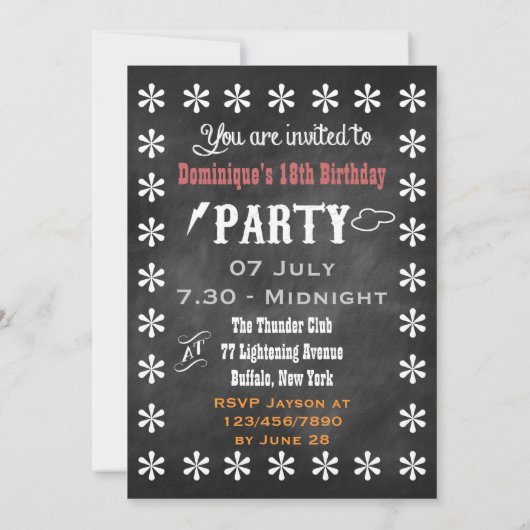 Fun Retro Chalkboard Pub Sign Birthday Invites Kaart (Achterkant)