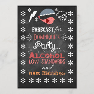 Fun Retro Chalkboard Pub Sign Birthday Invites Kaart