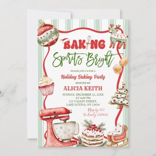 Fun Retro Christmas Baking Spirits Bright  Kaart (Voorkant)