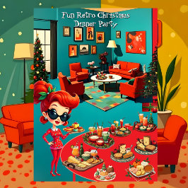 Fun Retro Christmas Dinner Party 1950s Lounge 2 Kaart