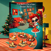 Fun Retro Christmas Dinner Party 1950s Lounge Kaart