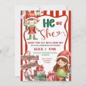 Fun Retro Christmas Elves Gender Reveal Kaart (Voorkant)