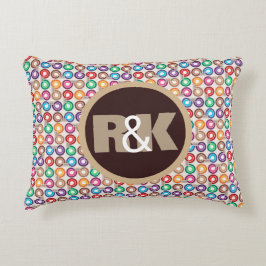 Fun Retro Circles met paar Monogrammen Accent Kussen