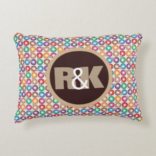 Fun Retro Circles met paar Monogrammen Accent Kussen