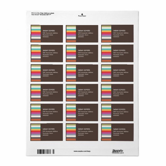 Fun Retro Colorful Multi Stripes Label (Full Sheet)