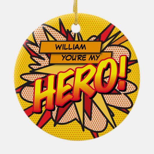 Fun Retro Comic Book Je bent mijn HERO Keramisch Ornament (Achterkant)