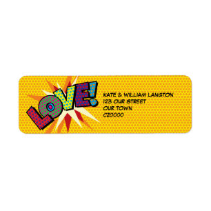 Fun Retro Comic Book Pop Art Address Etiket
