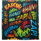 Fun Retro Comic Book Pop Art-geluiden Douchegordijn (Voorkant)