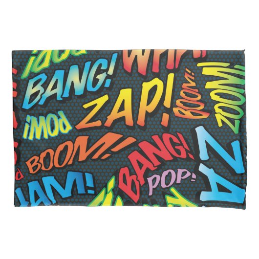 Fun Retro Comic Book Pop Art-geluiden Kussensloop (Voorkant)