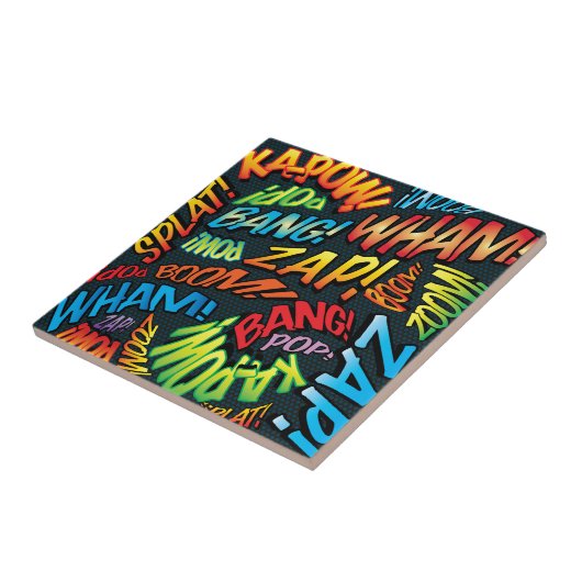 Fun Retro Comic Book Pop Art-geluiden Tegeltje (Zijkant)