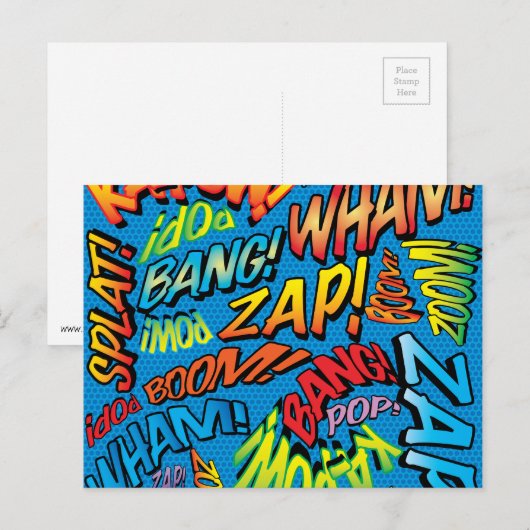 Fun Retro Comic Book Pop Art Sound Briefkaart (Voorkant / Achterkant)