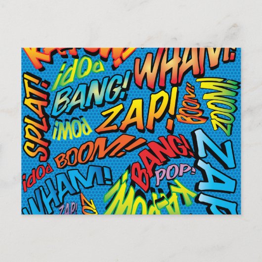 Fun Retro Comic Book Pop Art Sound Briefkaart (Voorkant)
