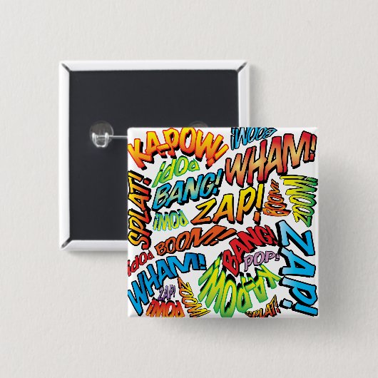 Fun Retro Comic Book Pop Art Sound Vierkante Button 5,1 Cm (Voorkant /achterkant)