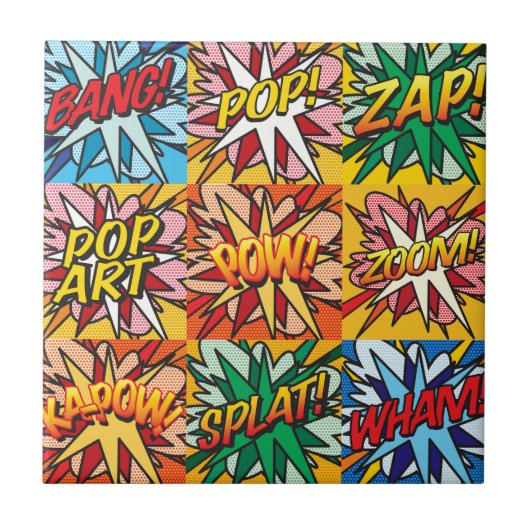 Fun Retro Comic Book Pop Art Tegeltje (Voorkant)