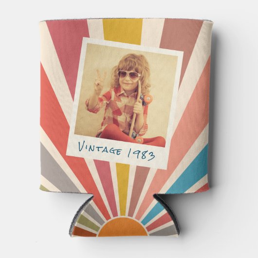 Fun Retro Custom 2 Photo Birthday  Blikjeskoeler (Voorkant)