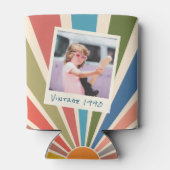 Fun Retro Custom 2 Photo Birthday Blikjeskoeler (Achterkant)