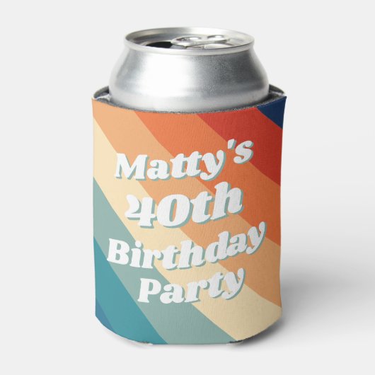 Fun Retro Custom 40th Birthday  Photo Blikjeskoeler (Blikje Voorkant)