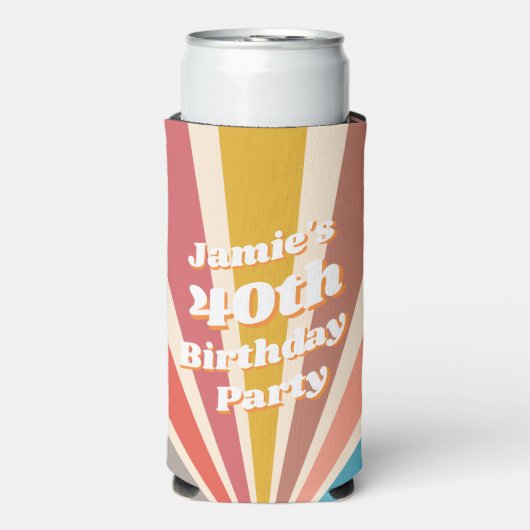 Fun Retro Custom 40th Birthday  Photo Seltzer Blikjeskoeler (Seltzer Voorkant)