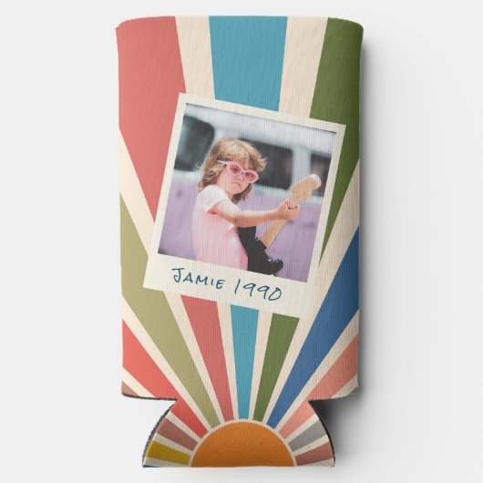 Fun Retro Custom 40th Birthday  Photo Seltzer Blikjeskoeler (Achterkant)