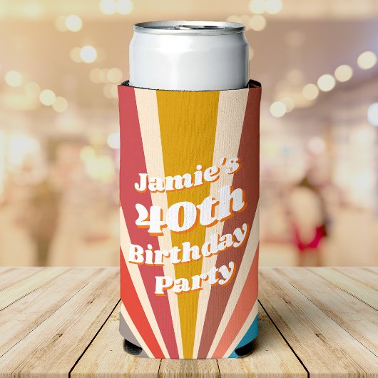 Fun Retro Custom 40th Birthday  Photo Seltzer Blikjeskoeler