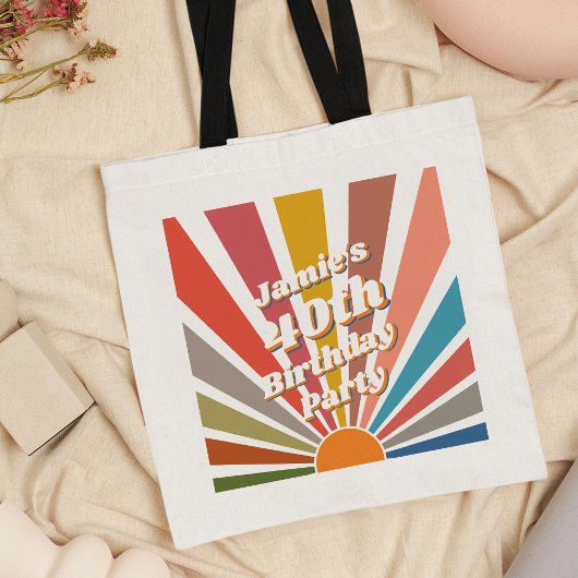 Fun Retro Custom 40th Birthday Photo Tote Bag