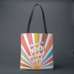 Fun Retro Custom 40th Birthday  Photo Tote Bag<br><div class="desc">Deze aangepaste moderne retro leuke regenboog zonnestraal foto 40e verjaardagsfeestje canvas tas is een fantastisch accessoire voor iedereen die op zoek is om hun mijlpaal verjaardag in stijl te vieren. Met een retro-geïnspireerd sunburst-ontwerp in een regenboog van kleuren, is dit tas zeker een hit op elk feest. Het bevat ook...</div>