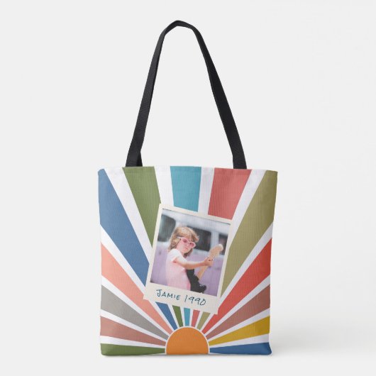 Fun Retro Custom 40th Birthday Photo Tote Bag (Achterkant)