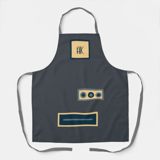 Fun Retro Dark Grey Personalized Apron Schort (Voorkant)