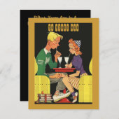 Fun Retro Date in een Uitnodiging van het Jubileum (Voorkant / Achterkant)