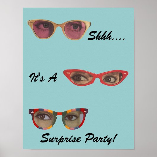 Fun Retro Discreet Surprise Party Poster (Voorkant)