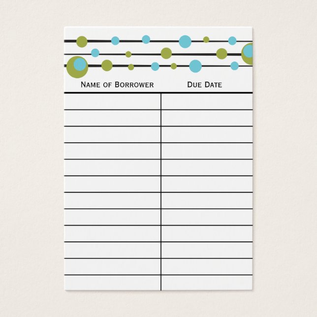 Fun Retro Dot Book Insert Kaart. Visitekaartje (Voorkant)