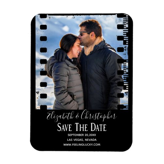 Fun Retro  FIlm Photo Save the DATE Magneet (Verticaal)