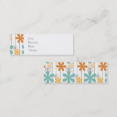 Fun Retro Floral Pattern Oranje Blue Wall Flowers Mini Visitekaartje (Voorkant / Achterkant)