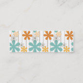Fun Retro Floral Pattern Oranje Blue Wall Flowers Mini Visitekaartje (Achterkant)
