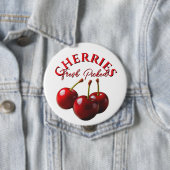 Fun retro fresh picked cherries ronde button 4,0 cm (In situ)