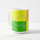 Fun Retro Geel Groen Abstract Geometrisch Koffiemok (Voorkant links)