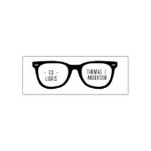 Fun Retro Glasses Custom Name Ex Libris Library Zelfinktende Stempel (Design)