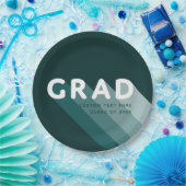 Fun Retro Green White Graduparty Papieren Bordje (Feest)