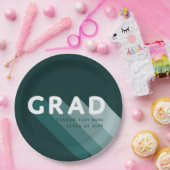 Fun Retro Green White Graduparty Papieren Bordje (Feest)