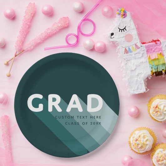 Fun Retro Green White Graduparty Papieren Bordje (Feest)