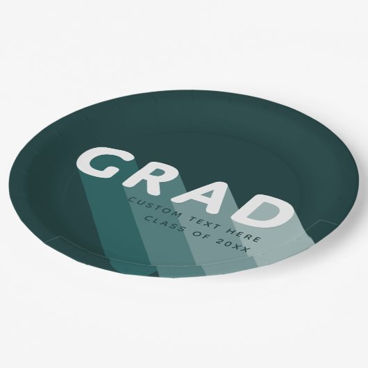 Fun Retro Green White Graduparty Papieren Bordje (Gekanteld)