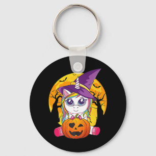 Fun Retro Halloween Gifts Cute Witchy Unicorn Girl Sleutelhanger