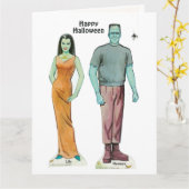 Fun Retro Halloween 🦇 Reproduction Paper Doll Car Kaart (Gele Bloem)